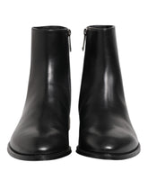 Dolce & Gabbana Black Leather Mid Calf Men Boots Shoes